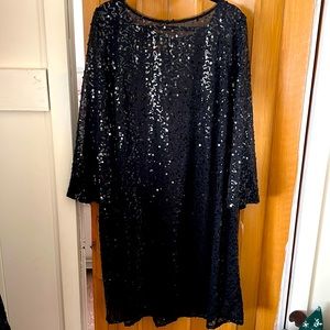 Roamans Size 24 Black knee length sequin dress